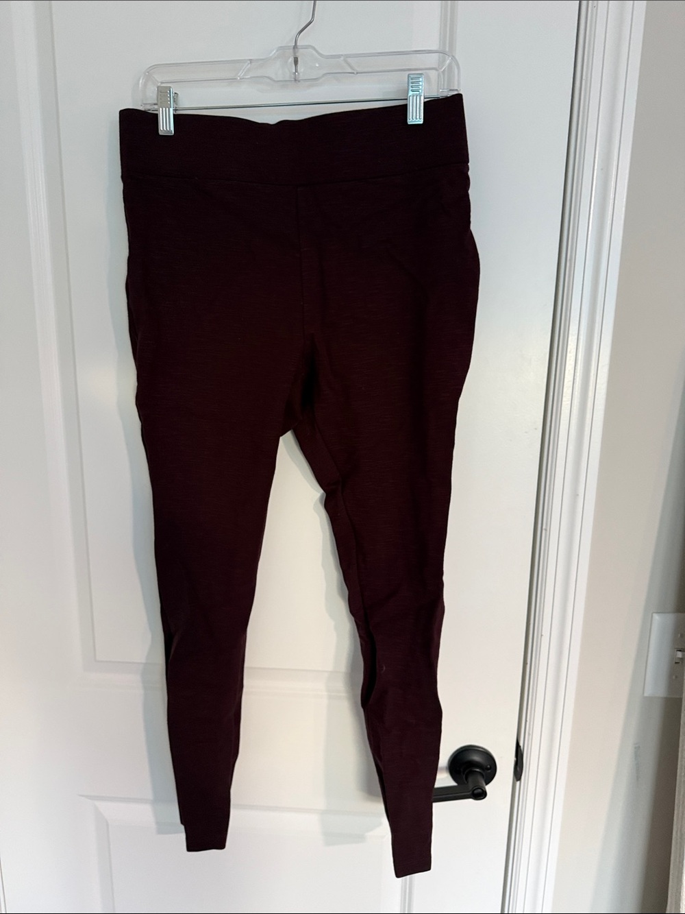 Women's High-Waist Ponte Leggings in Deep Burgundy